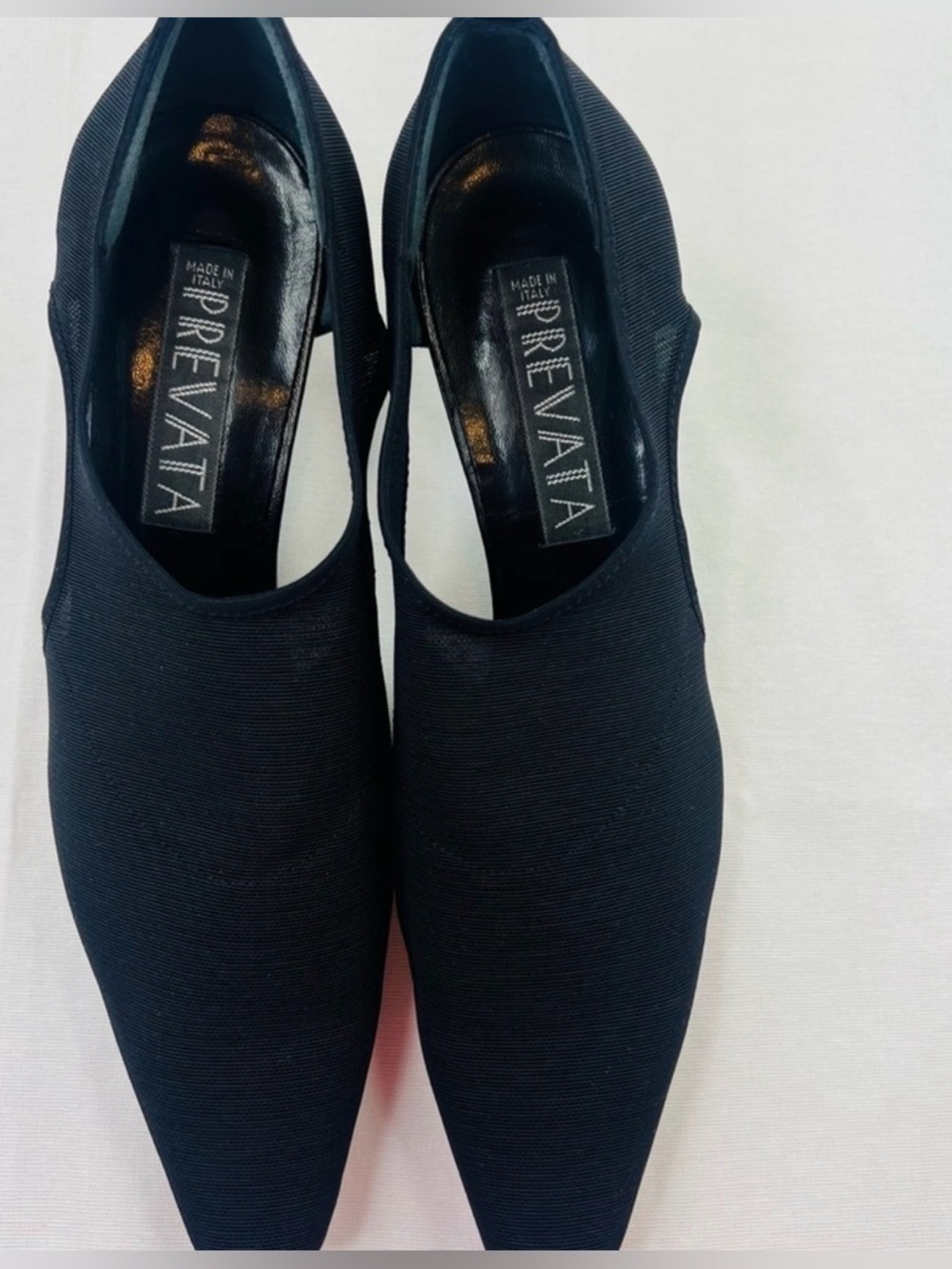 Prevata Comfort D’Orsay Shoes Navy Stretch Squoval Toe Low Wedge 8.5